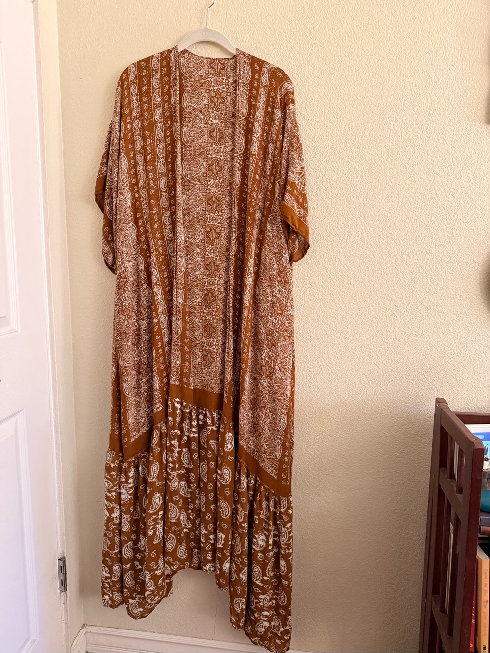 Rust Paisley Boho Kimono Caftan